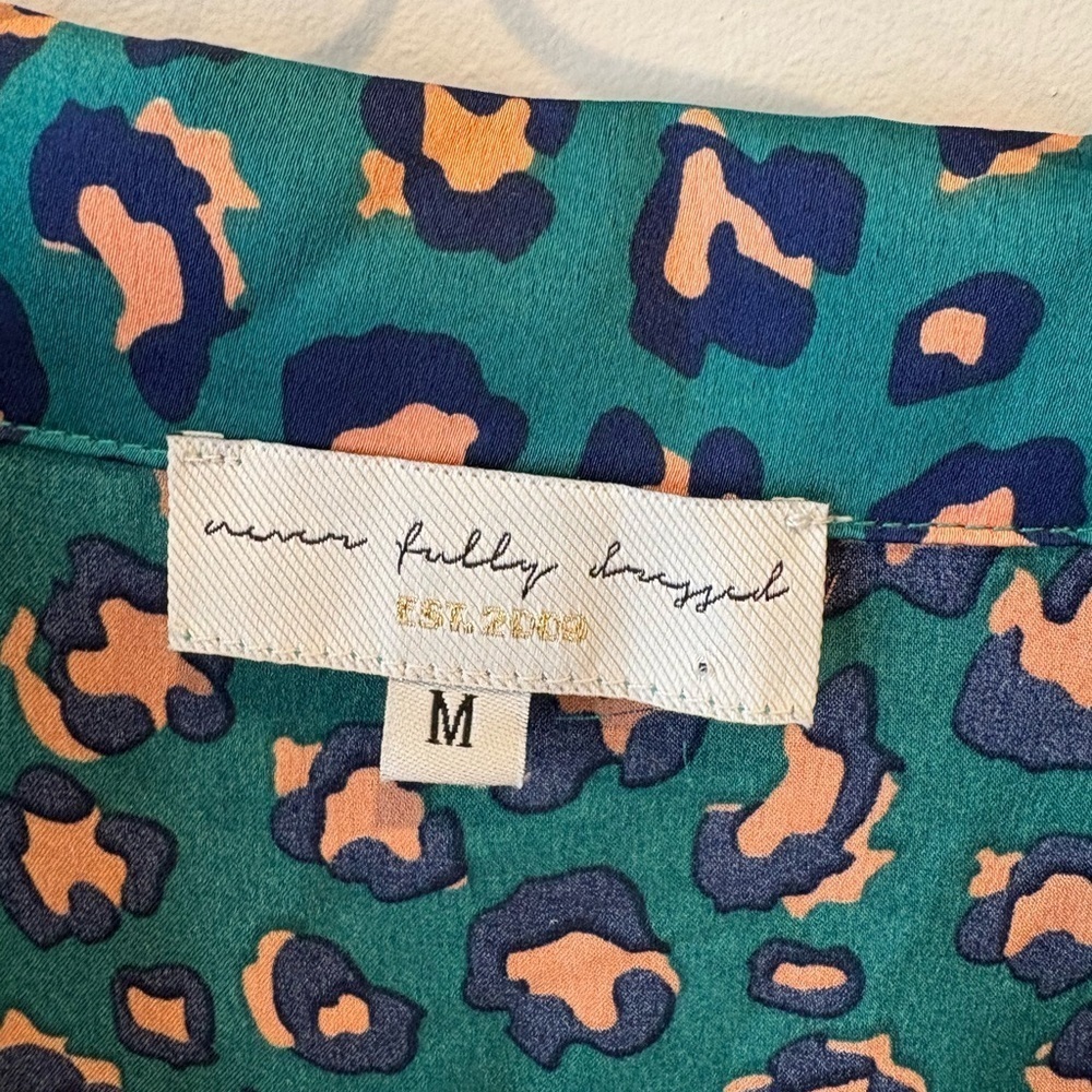 Never Fully Dressed Teal Leopard Print Blouse - Picture 2 of 5